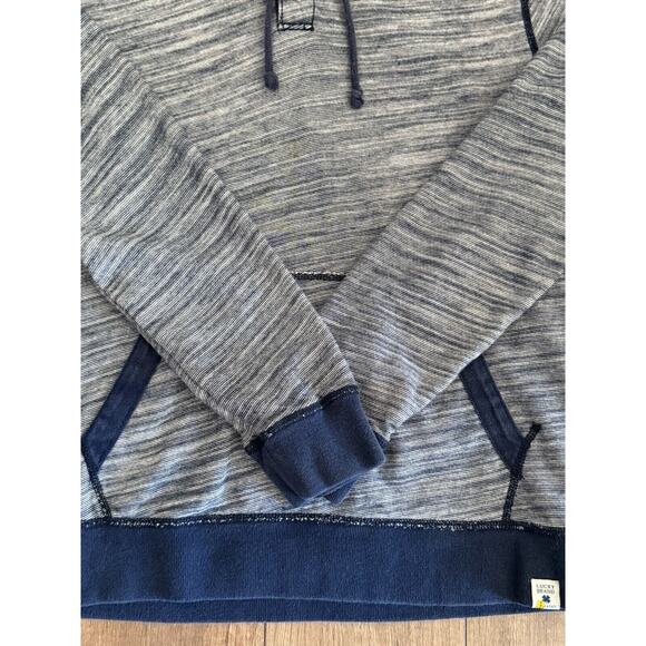 Lucky Brand ATHLETICS Navy Blue & White Striped 1/4 Snap Hooded Sweatshirt Sz‎ S - Picture 5 of 13